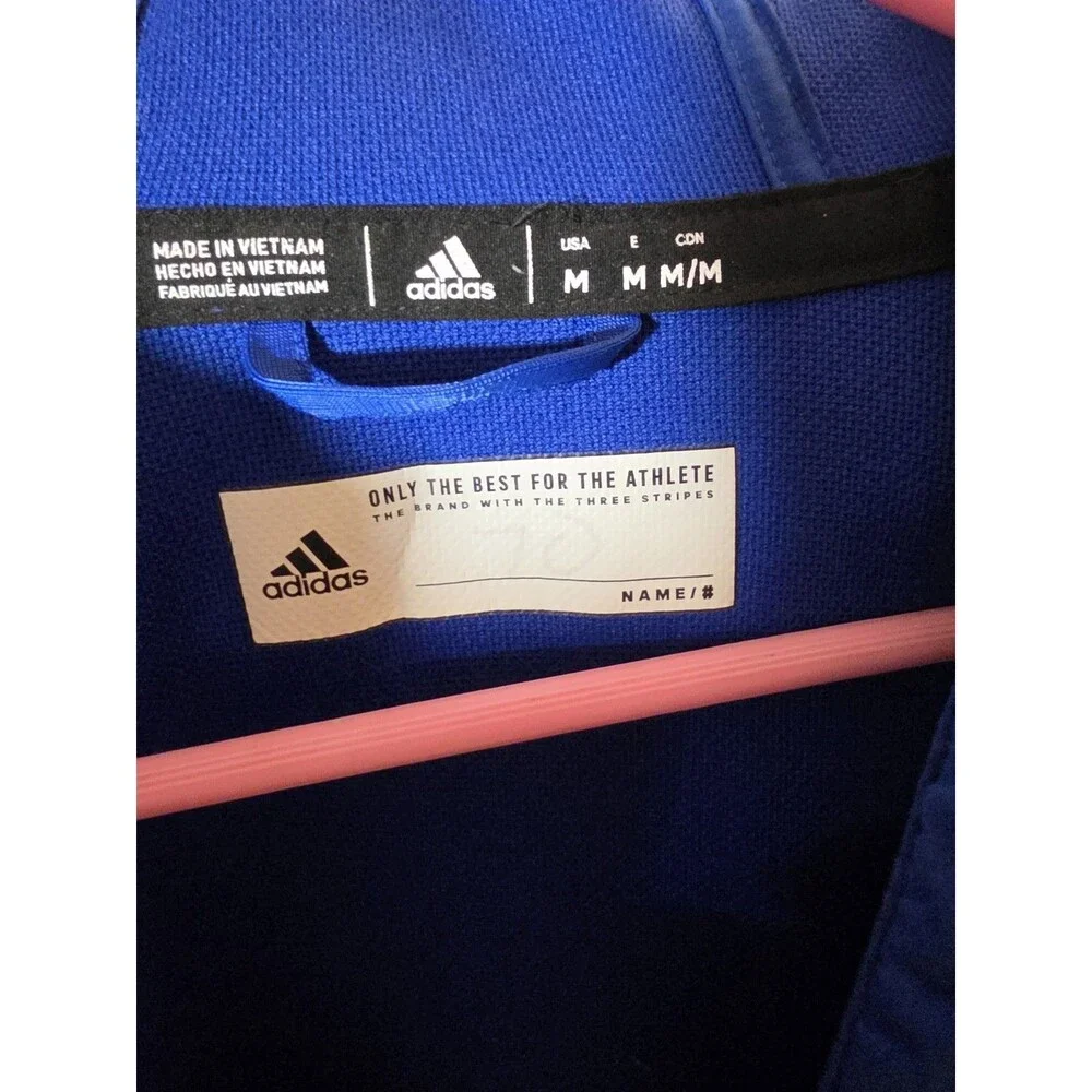 Adidas Team Issued Full Zip Hoodie Blue White Eagle Logo Men's Medium M